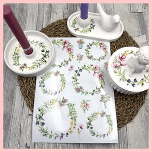 Rub-On I Rubon, RANDLOS, BLUMENKRANZ, A4, bunt/farbig, Rubon, Rub Ons z.B. f. Raysin / Keraflott, Blumen, Blumenkränze  -weitere im Shop