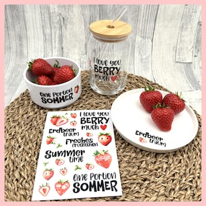 Rub-On I Rubon, ERDBEERTRAUM, randlos, A6, versch. zur Auswahl, z.B., Erdbeere, Sommer, Rub Ons,z.B. f. Raysin / Keraflott -weitere im Shop!