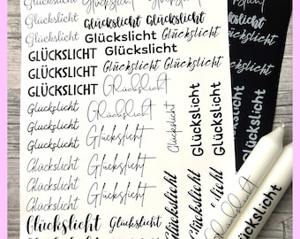 Kerzenfolie GLÜCKSLICHT, weiß o. schwarz, A4, Wasserschiebefolie, Kerzentattoo, Kerzensticker, Tattoofolie, Glück,  -weitere im Shop!