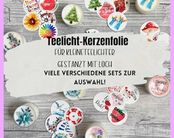 Kerzentattoo, gestanzt, TEELICHT KLEIN, versch. 5er-Sets, f. Teelichter, Maritim, Home, Danke, Geburtstag, Herbst, Weihnachten, Halloween