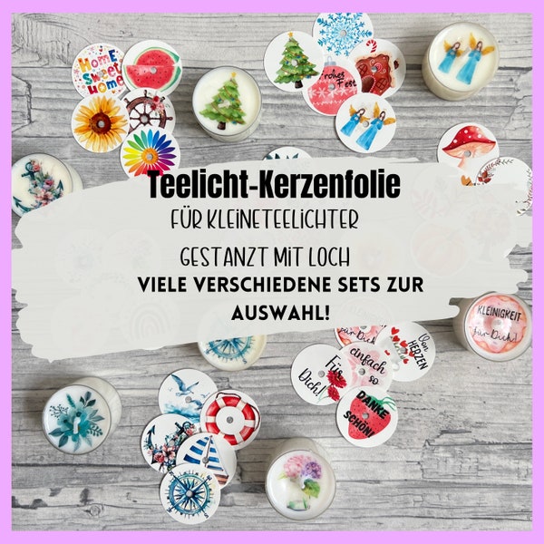 Kerzentattoo, gestanzt, TEELICHT KLEIN, versch. 5er-Sets, f. Teelichter, Maritim, Home, Danke, Geburtstag, Herbst, Weihnachten, Halloween