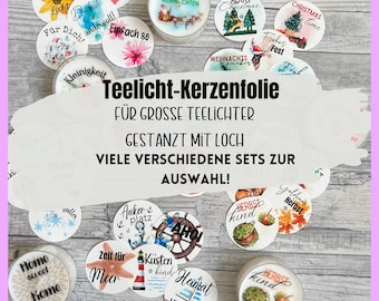 Kerzentattoo, gestanzt, TEELICHT GROSS, versch. 5er-Sets, f. große Teelichter, Maritim, Home, Geburtstag, Herbst, Weihnachten, Halloween