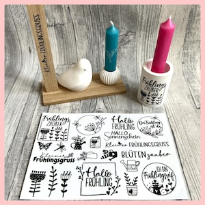 Rub-On I Rubon, RANDLOS, FRÜHLING, A5, schwarz o. weiß, Rubon, Rub Ons, z.B. f. Raysin / Keraflott, Frühlingsgruß, -weitere im Shop!