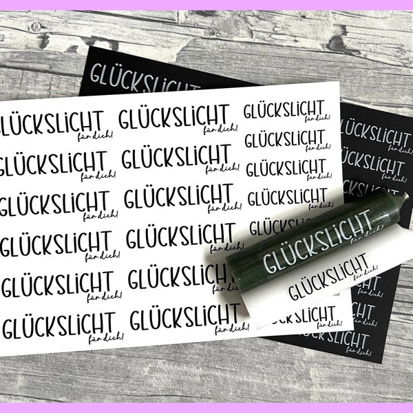 Kerzenfolie GLÜCKSLICHT FÜR DICH, weiß o. schwarz, A5, Wasserschiebefolie, Kerzentattoo, Kerzensticker, Glück, Glückslicht -weitere im Shop!