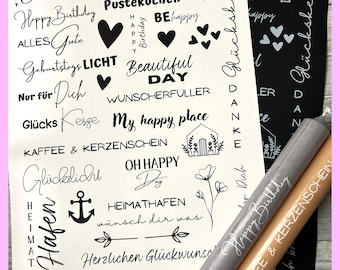 Kerzenfolie MIX, weiß o. schwarz, A4, Wasserschiebefolie, Kerzentattoo, Kerzensticker, Tattoofolie, Kerzen beschriften -weitere im Shop!