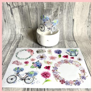 Rub-On I Rubon, RANDLOS, HORTENSIEN, A5, bunt/farbig, Rubon, Rub Ons, z.B. f. Raysin / Keraflott, Blumen, Rosa -weitere im Shop!