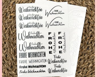Rubon WEIHNACHTEN, randlos, A6, schwarz o. weiß, Rub-On, Rub Ons, z.B. f. Raysin, Keraflott, Frohe Weihnachten, Rub On Sticker
