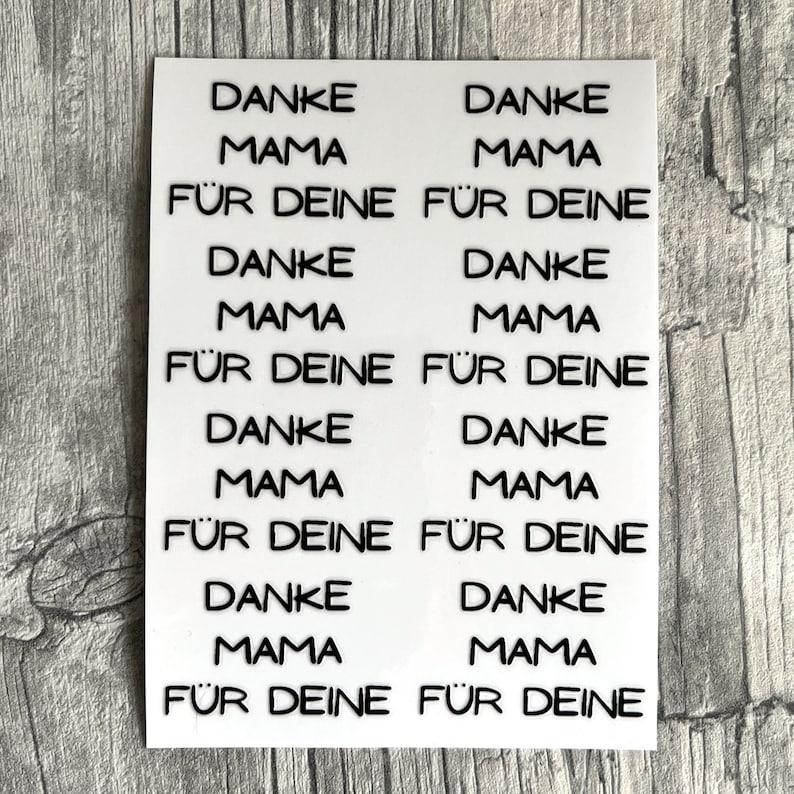 Kerzenfolie DANKE MAMA für...BEGRIFFE, weiß o. schwarz, A5, Wasserschiebefolie, Kerzentattoo, Rub On, Rubon, Muttertag weitere im Shop RubOn schwarz