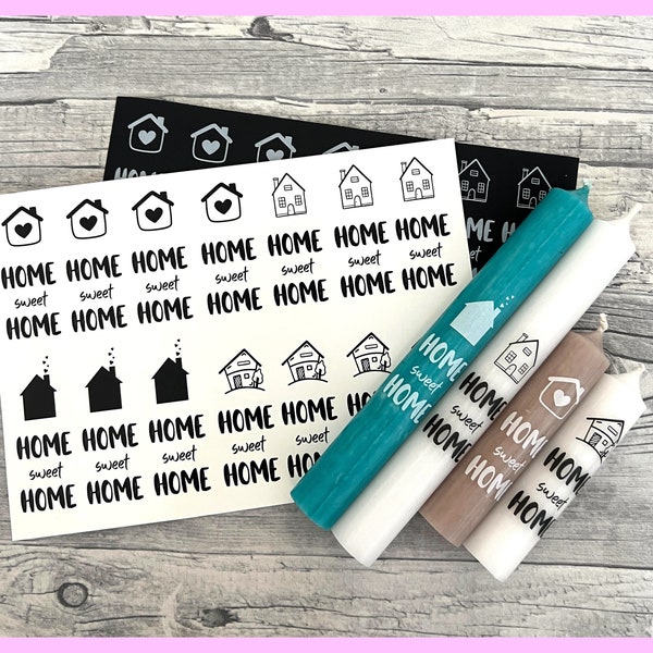 Kerzenfolie HOME 2, weiß o. schwarz, A5, Wasserschiebefolie, Kerzentattoo, Kerzensticker, Home sweet Home, -weitere im Shop!