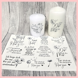 Kerzenfolie TRAUER XL, A5, schwarz, Wasserschiebefolie, Kerzentattoo, Kerzensticker, Trauer, Tod, Abschied -weitere im Shop!