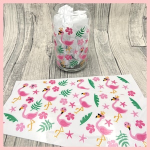 Rub-On I Rubon, RANDLOS,  FLAMINGOGLAS, Gr. XL, Sommer, Flamingo, Rubon auf Glas, -weitere im Shop!