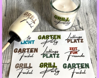 Rub-On I Modern, RANDLOS, GARTENPARTY, A5, bunt/farbig, Rubon, Rub ONs, z.B. f. Raysin / Keraflott, Garten, Grillen, Party. Lieblingsplatz