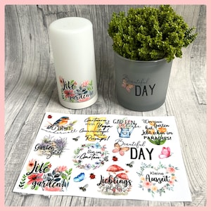 Rub-On I Rubon, RANDLOS, GARTEN, A5, bunt, Rubon, Rub Ons, z.B. f. Raysin / Keraflott, Garten, Frühling, Sommer, Blumen, -weitere im Shop!