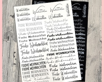 Kerzenfolie Weihnachten, FROHE WEIHNACHTEN, schwarz, weiß, gold u. silber matt A4, Wasserschiebefolie, Kerzentattoo Weihnachten, Advent etc.
