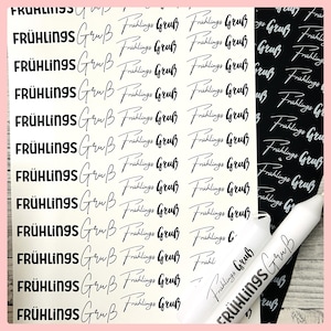 Kerzenfolie FRÜHLINGSGRUSS, weiß o. schwarz, A4, Wasserschiebefolie, Kerzentattoo, Kerzensticker, Tattoofolie, Frühling  -weitere im Shop!