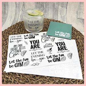 Rub-On I Rubon, GIN, randlos, A5, schwarz o. weiß, Rubon, Rub Ons, Gintonic,  weitere im Shop!