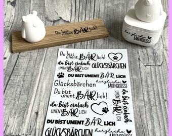 Rub-On I Modern, RANDLOS, unentBÄRlich, A6, schwarz, Rub Ons, z.B. f. Raysin / Keraflott, Bärchen, Bär, -weitere im Shop!