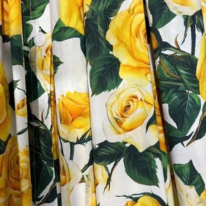 SUMMER 2024 Handmade Italian designer Yellow Roses print sleeveless cotton dress, Sicily dress, Tiles Porcelain print dress image 6