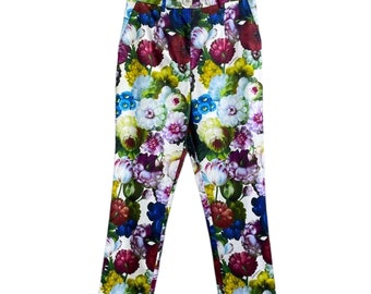 AKTUELLER DRUCK Handgefertigte italienische Designer Astra-Print-Baumwoll-Crop-Hosen, Designerkleid, Runway-Kleid, Markenkleid