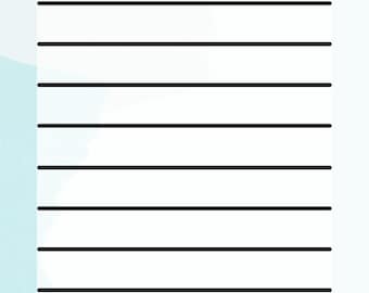 Notepad Lined Sheets Digital - Blue, White, and Black Digital Note-taking Lined Note Paper Template