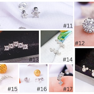 Lune, flocon de neige, Mickey Tragus Piercing en acier inoxydable / Boucle d'oreille / Helix / Lobe / Pinna / Flat 20G 16G (E-SS)