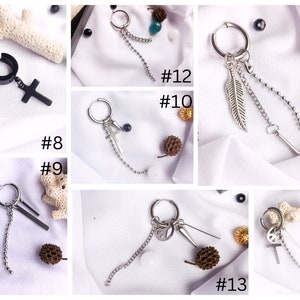 BTS K-Pop / Lobe coréen Long Dangle Hoop Hinged Huggie Earring Piercing - Suga Jimin Taehyung V Jungkook