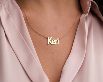 14K Solid Gold Custom Name Necklace, Name Necklace Gold, Minimalist Name Necklace, Grandma Jewelry, Handmade Mothers Day Necklace For Mom