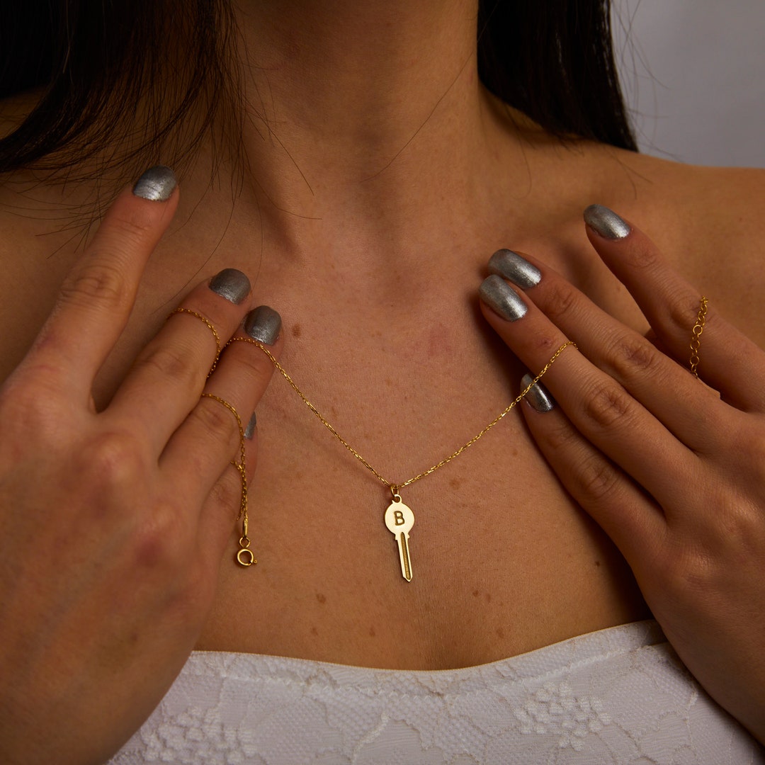 Personalized Key Necklace, Custom Key Jewelry, Gothic Key Necklace, Dainty Necklace for Women