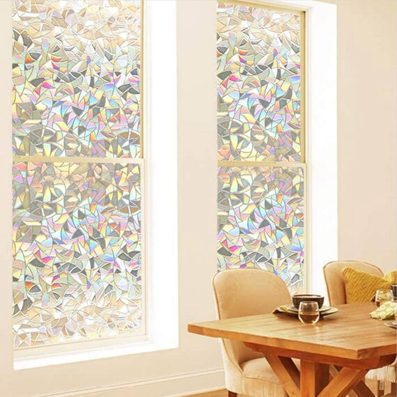 Self Adhesive Decorative Window Decals, Holographic Stained Glass Window  Sticker