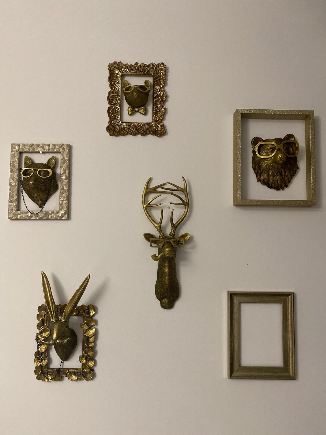 Antique Bronze Animal Figurines, Animal Resin Bronze, Animal Heads Wall