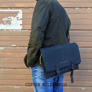 Claymore Laptop Bag - dry waxed canvas in off black