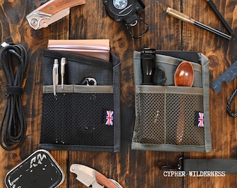 Pocket Notepad / Pens Holder - dry waxed canvas
