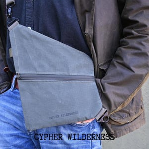 Concealed Sling Bag - dry waxed canvas in ranger green
