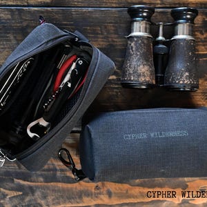 Mini Clip-on Gear Carry Case - dry waxed canvas in Off Black