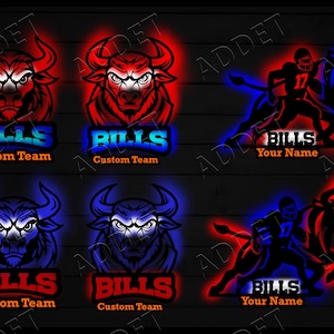 Bills LED Sign, Bright Illuminated Team Emblem, Ideal Decor for Game Rooms, Excellent Gift for Bills Enthusiasts