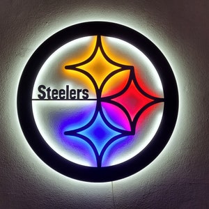 Steelers, LED Sign, Bright Illuminated Team Emblem, Ideal Decor for Game Rooms, Excellent Gift for Cowboys Enthusiasts