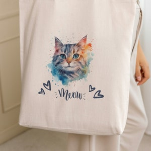 fourre-tout chat magique - Cadeau de créateur unique pour elle | Sac à lunch personnalisé | Sac pour livres de bibliothèque | Cabas de tous les jours