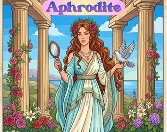 Libro para colorear de Afrodita para imprimir: 30 páginas para colorear de la diosa griega para adultos, ideales para la relajación y el autocuidado.