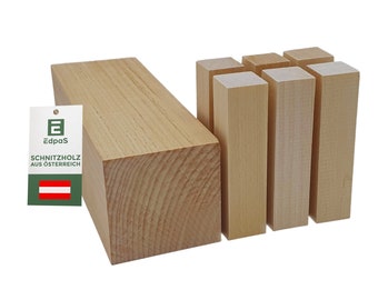 Edpas Carving Wood Linden - Mix Set 1 Large & 6 smaller wooden blocks + carving templates - soft linden wood for carving - wooden blanks