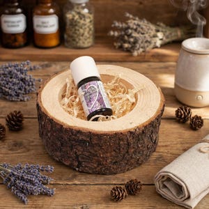 Bol en bois de cœur de pin suisse | Bol parfumé de 11 cm avec copeaux de pin suisse et 5 ml d'huile essentielle de pin suisse bio | Parfum intense de pin suisse | Coffret cadeau naturel | EdpaS Pin suisse