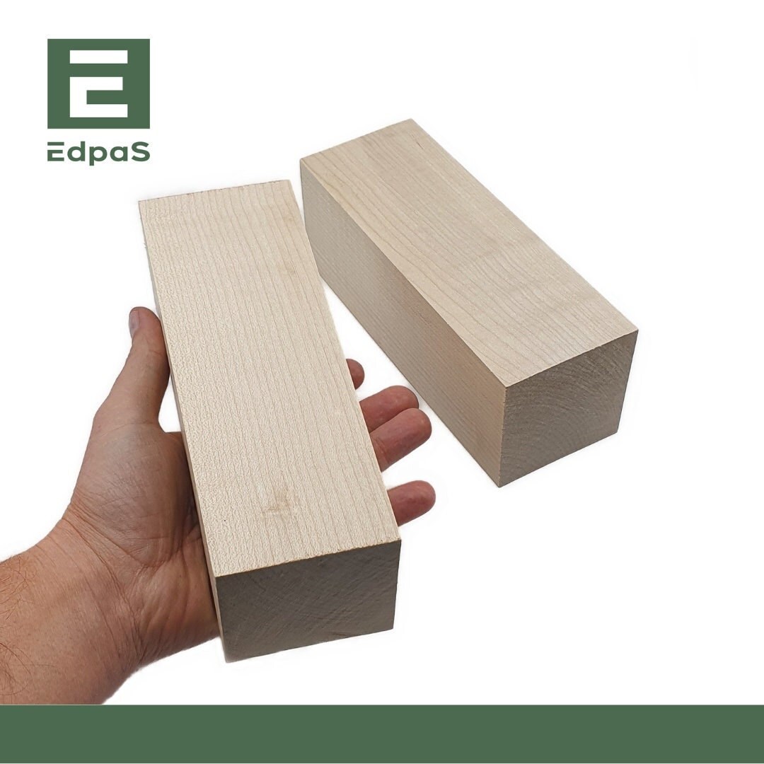 Edpas Carving Wood Maple Set of 2 Wooden Blocks 20x7x7cm 