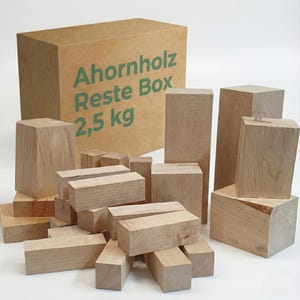 Caja de recortes de madera de arce de 2,5 kg | Mezcla de madera para tornear y cortar | Madera de arce de grano fino para tornear y hacer manualidades | Residuos de madera sostenibles | EdpaS