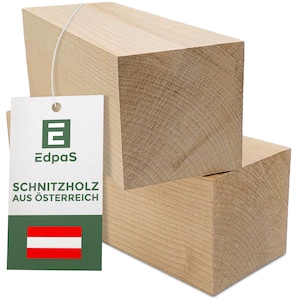 Edpas Carving Wood Maple - Set of 2 Wooden Blocks (20x7x7cm) - Large Carving Wood - Natural Wood for Carving - Maple Wood Turning Wood
