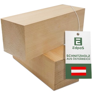 Edpas carving wood linden - set of 2 wooden blocks (20x7x7cm) - large carving wood turning wood made of linden wood carving wood whittling wood basswood