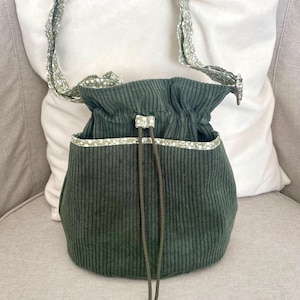 Sac bourse velours côtelé kaki