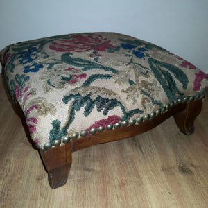 Rare and Antique Baroque Upholstered Footstool in Louis XV Style
