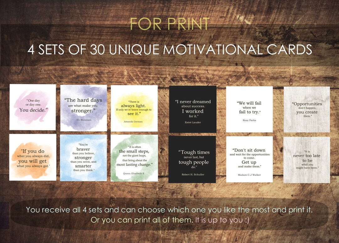Printable Motivational Cards / Instant Download Etsy