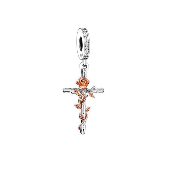  Holly Bible, Cross And Angel Dangle Charm For Bracelet