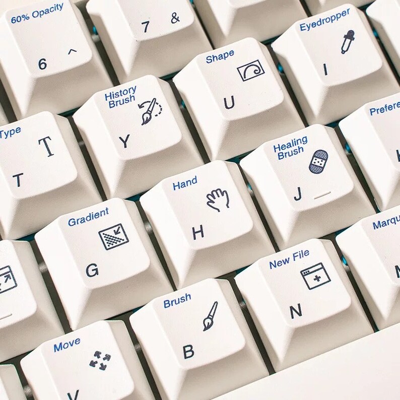Photoshop Shortcuts 132 Keyboard Keycaps Cherry Profile Retro Windows 2000 Style for MX Switch Mechanical Keyboard image 4