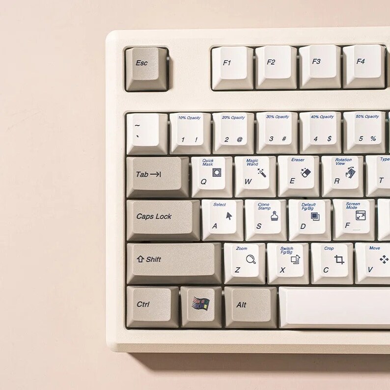 Photoshop Shortcuts 132 Keyboard Keycaps Cherry Profile Retro Windows 2000 Style for MX Switch Mechanical Keyboard Windows